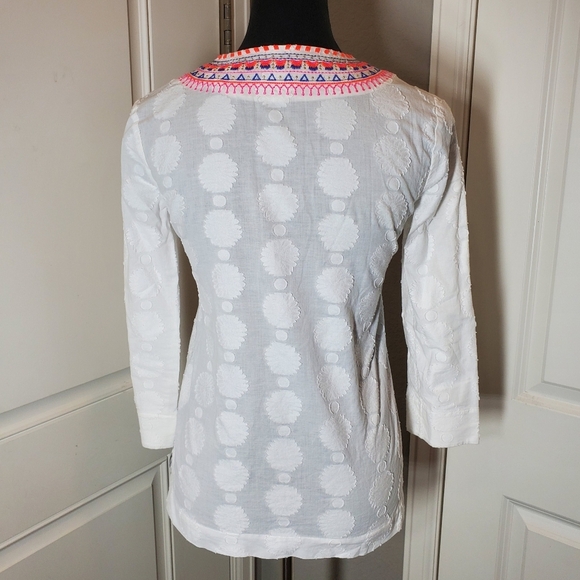 Lilly Pulitzer Amelia Island White Neon Embroidered Tunic Shirt Top XXS 00 NWOT - Picture 8 of 17